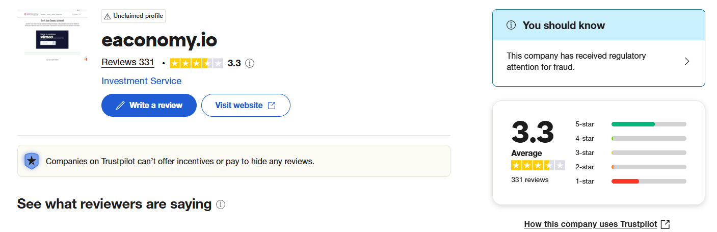 Opinie o Eaconomy na Trustpilot