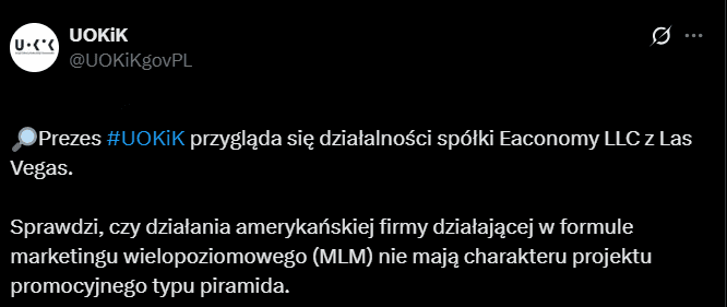 Twit UOKiK na temat Eaconomy