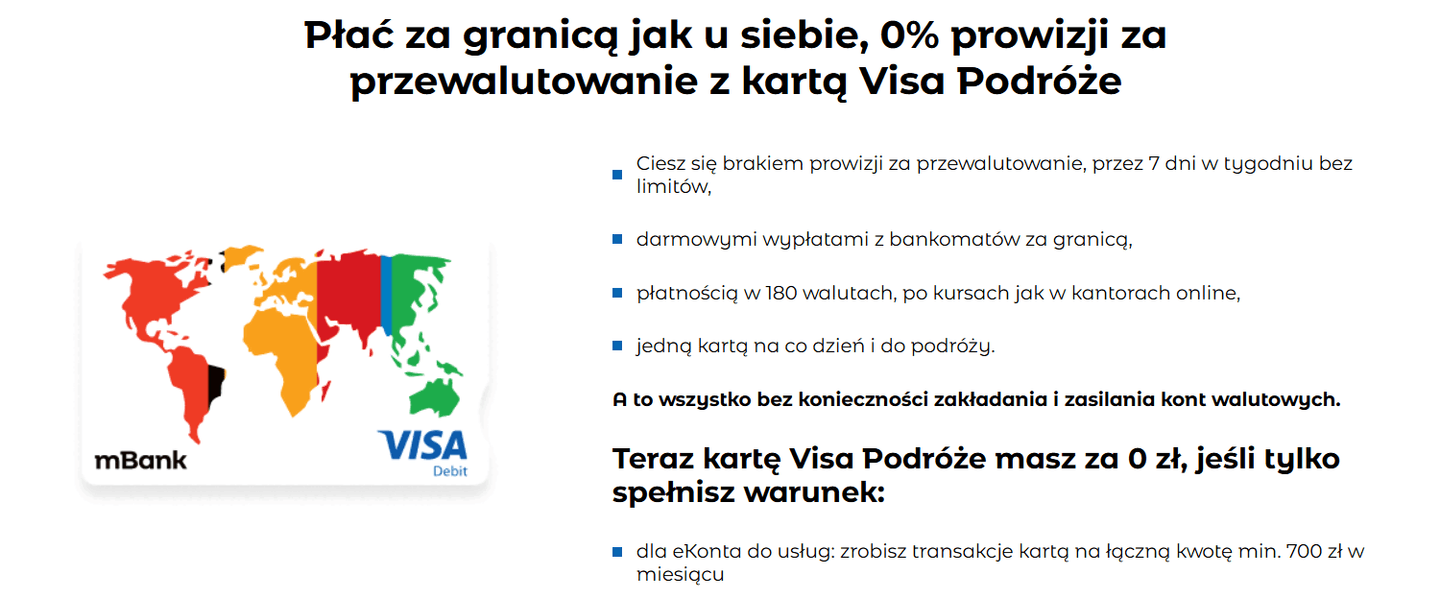 eKonto walutowe mBanku: wybór walut rachunku