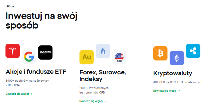 Lista instrumentów dostępnych w platformie XTB