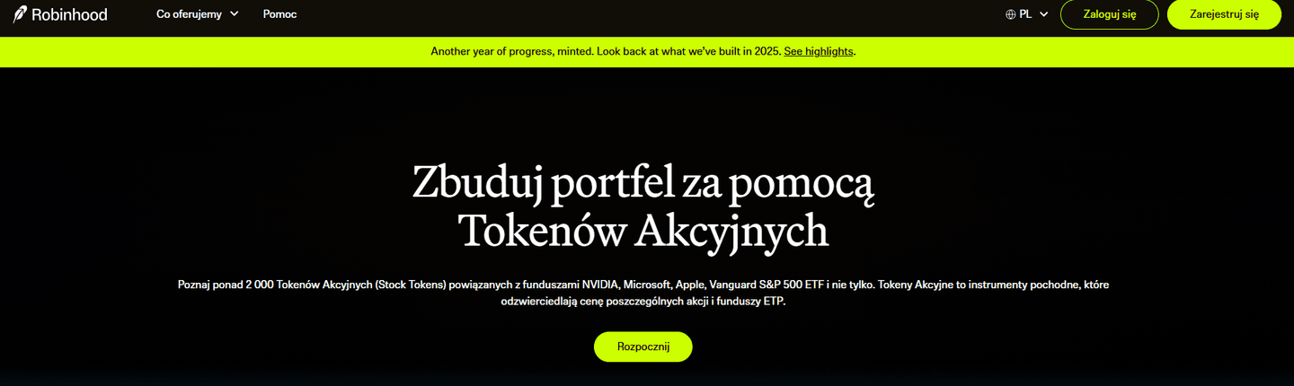 Tokenizacja aktywów Robinhood