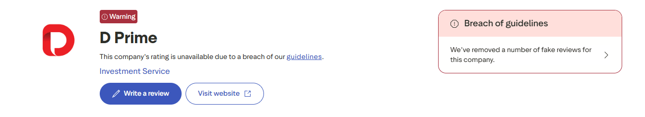 Opinie o D Prime na Trustpilot